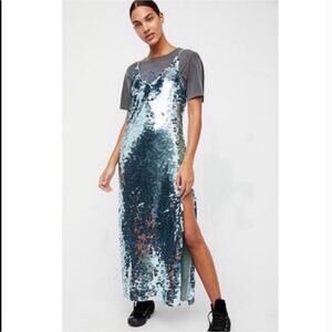 NWT Free People Paillette Party Sequin Maxi Dress Women's Mint Size Small